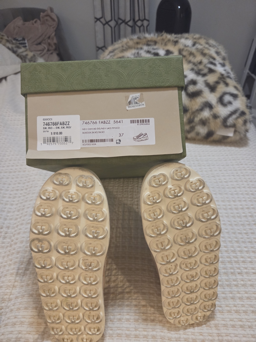 Gucci Beige GG Canvas Platform Sneakers with Cream Sole - Picture 4 of 5